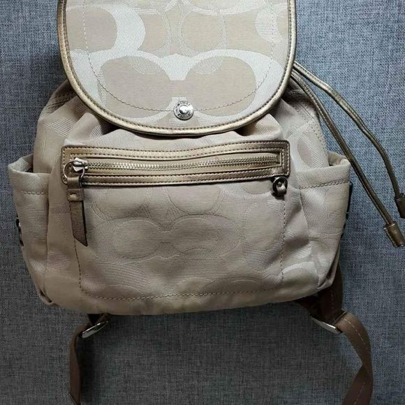 Coach Designer Kyra Signature Logo Drawstring Backpack Purse Shoulder Bag - Picture 1 of 6